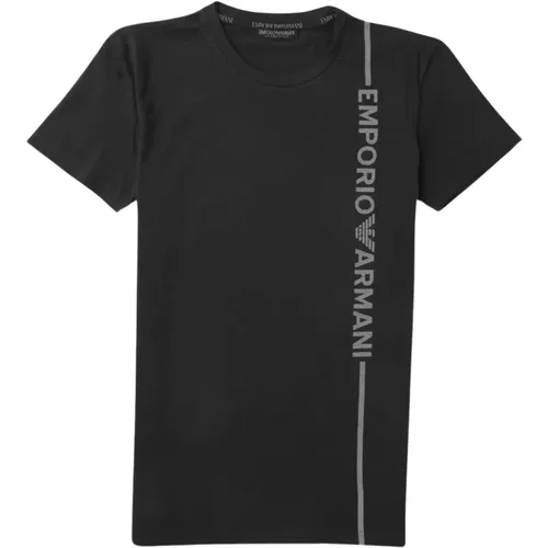 Stretch Logo Vertikal Baumwoll T-Shirt , Herren, Größe: S - Emporio Armani - Modalova