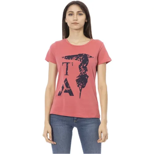 Casual T-Shirt mit Rundhalsausschnitt , Damen, Größe: M - Trussardi - Modalova