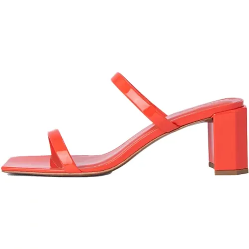 Rote Lackleder Blockabsatz Sandalen , Damen, Größe: 41 EU - By FAR - Modalova