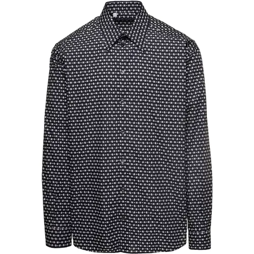 Schwarze Popeline Micro Logo Hemden,Baumwollhemd mit Logo-Motiv - Dolce & Gabbana - Modalova