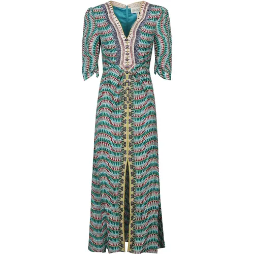 Amulet Wave Print Dress , female, Sizes: S, M - Saloni - Modalova