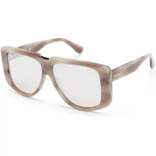 Braun/Havana Sonnenbrille mit Zubehör , Damen, Größe: 57 MM - Max Mara - Modalova