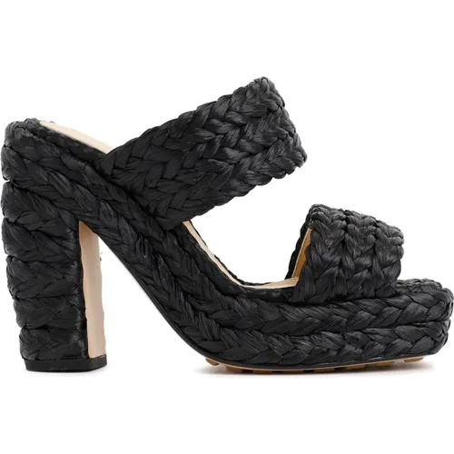 Schwarze Raffia-Sandalen - Bottega Veneta - Modalova