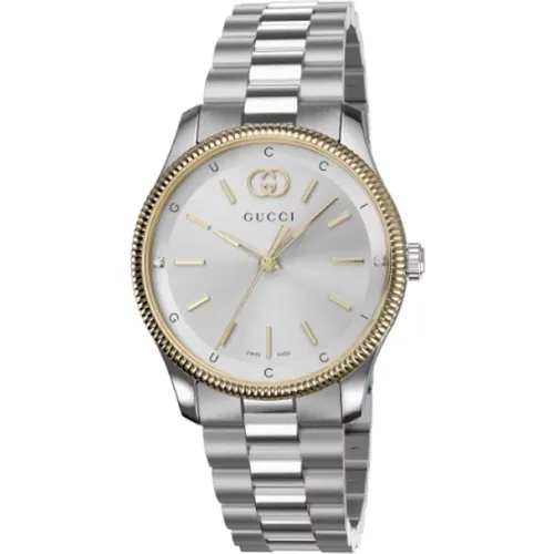 Mm stainless steel case with gold-plated bezel , female, Sizes: ONE SIZE - Gucci - Modalova