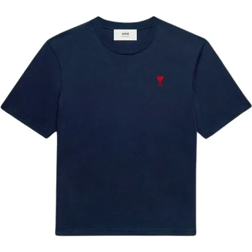 Klassisches Unisex Rotes T-Shirt , Herren, Größe: XL - Ami Paris - Modalova