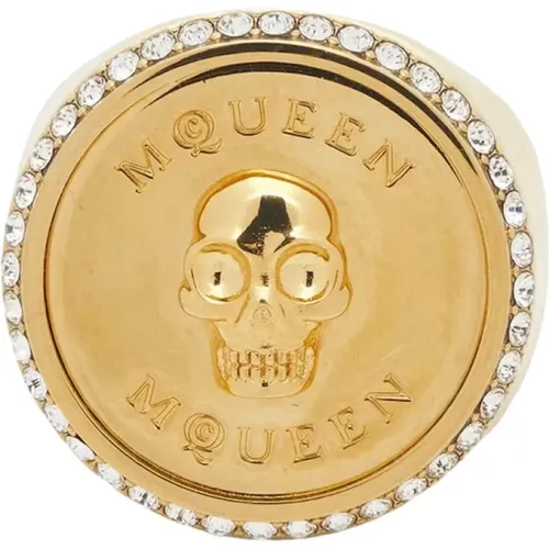 Geprägter Skull Goldring , Damen, Größe: 54 MM - alexander mcqueen - Modalova