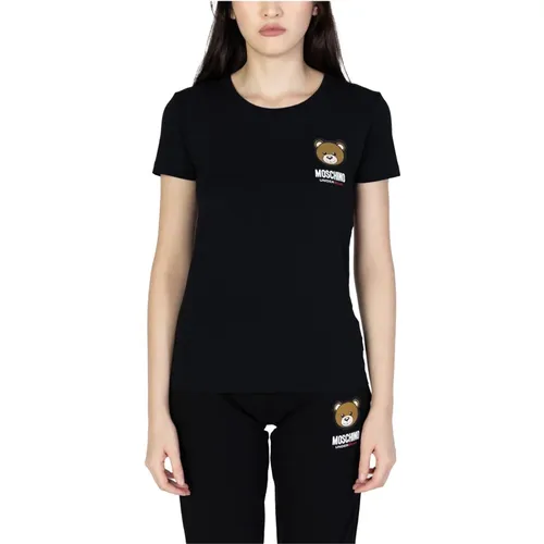 Schwarzes bedrucktes Damen T-Shirt , Damen, Größe: L - Moschino - Modalova