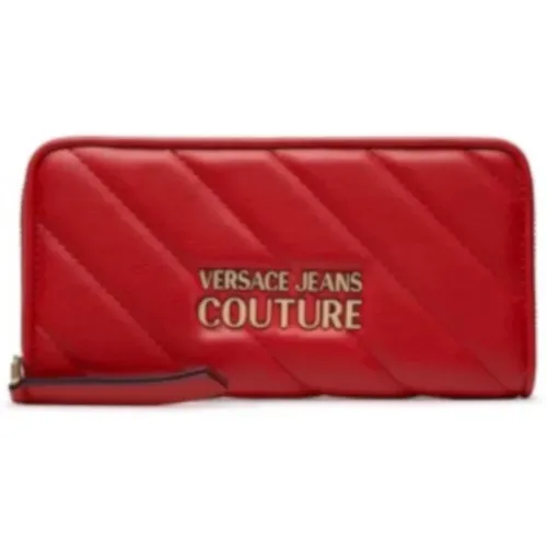Rote gesteppte Logo-Geldbörse , Damen, Größe: ONE Size - Versace Jeans Couture - Modalova