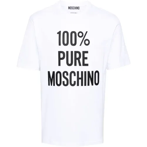 Weiße T-Shirts und Polos mit Slogan-Print - Moschino - Modalova