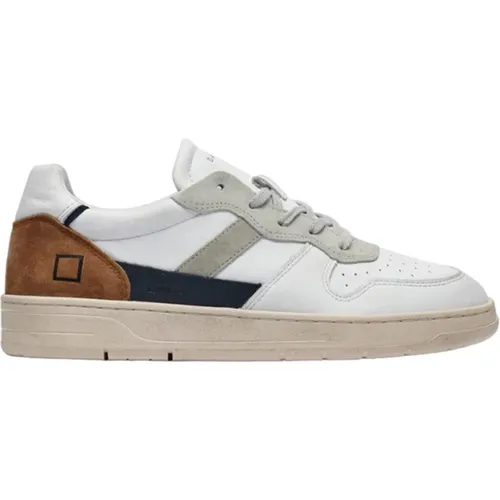 Weiße Leder Low Top Sneakers , Herren, Größe: 45 EU - D.A.T.E. - Modalova