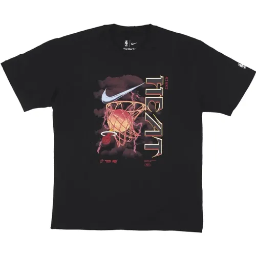 Miami Heat Basketball Tee , Herren, Größe: M - Nike - Modalova