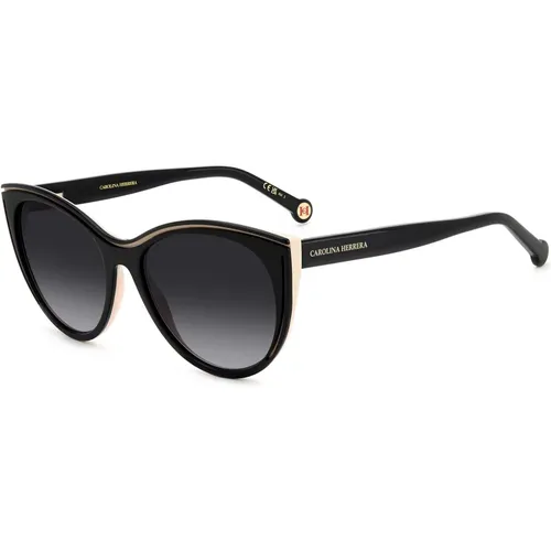 Schwarze Nude Sonnenbrille mit Dunkelgrau Getönten Gläsern , Damen, Größe: 56 MM - Carolina Herrera - Modalova