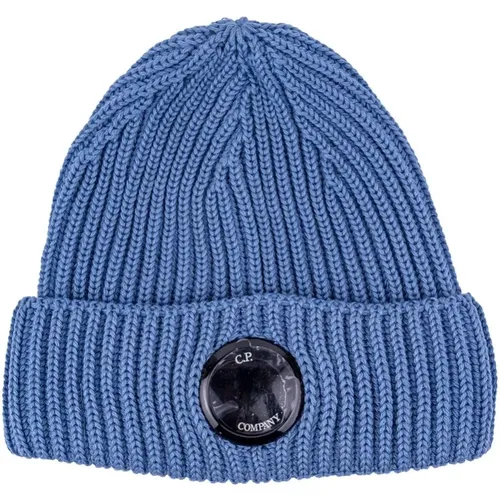 Thin Wool Beanie with Front Lens Detail , male, Sizes: ONE SIZE - C.P. Company - Modalova