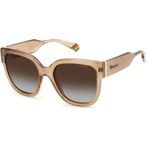 Havana/Brown Shaded Sunglasses , female, Sizes: 55 MM - Polaroid - Modalova