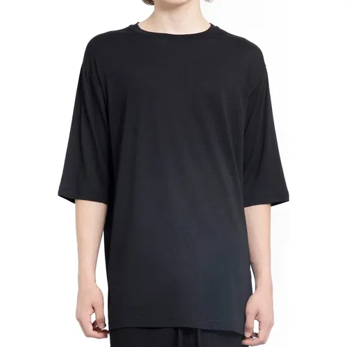 Oversized Schwarzes Baumwoll-Modal-T-Shirt,Cremefarbenes Oversize Modal Baumwoll T-Shirt,T-Shirts - Thom Krom - Modalova
