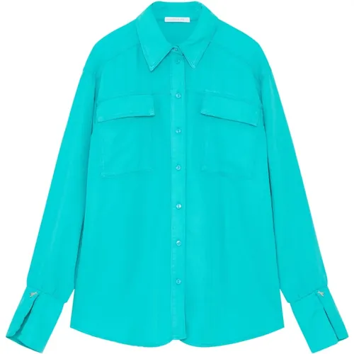 Tencel Color Long Sleeve Shirt , female, Sizes: XS, S - PATRIZIA PEPE - Modalova