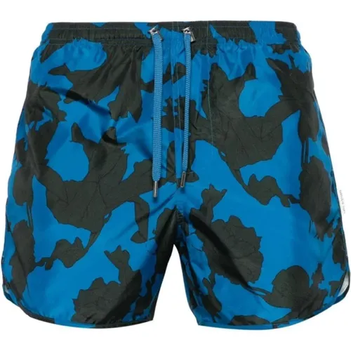 Blue Printed Swimwear with Mesh Details , male, Sizes: XL, L, M - Neil Barrett - Modalova
