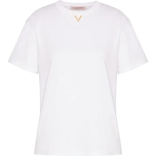 Weiße T-Shirts und Polos mit VGold-Detail - Valentino - Modalova