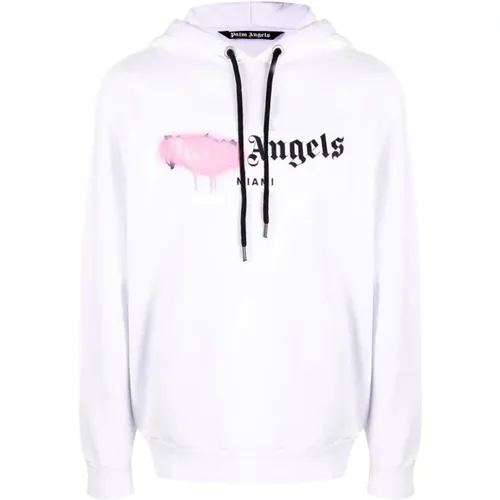 Miami Pink Sprayed Hoodie , male, Sizes: L - Palm Angels - Modalova