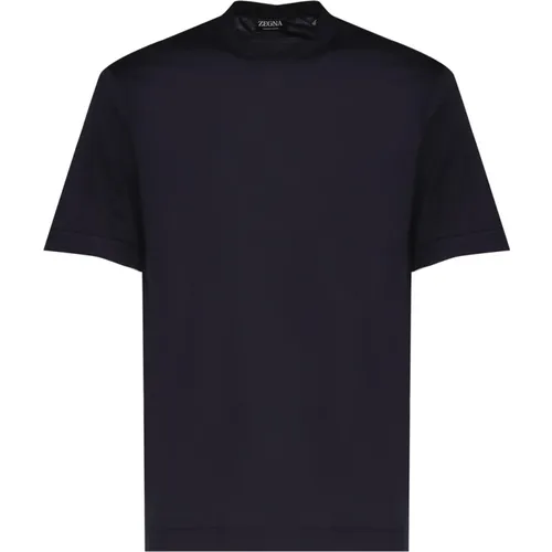 Navy Rundhals Baumwoll T-Shirt , Herren, Größe: XL - Ermenegildo Zegna - Modalova