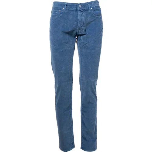 Ribbed GunrkedStraight Trousers , male, Sizes: W36, W30, W40, W33, W38, W34, W35, W31, W32 - Jacob Cohën - Modalova