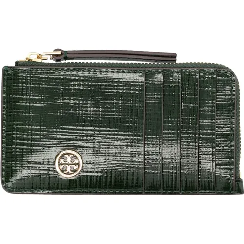 Evergreen Crosshatched Card Case , female, Sizes: ONE SIZE - TORY BURCH - Modalova