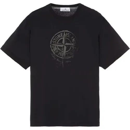 Reflektierendes Logo T-Shirt Regular Fit , Herren, Größe: M - Stone Island - Modalova