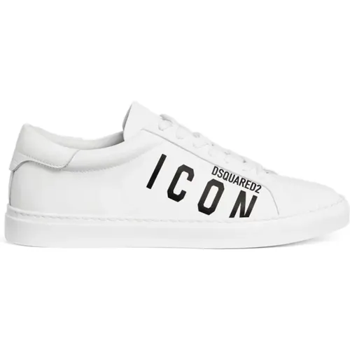 Weiße flache Schuhe mit Icon , Herren, Größe: 45 EU - Dsquared2 - Modalova