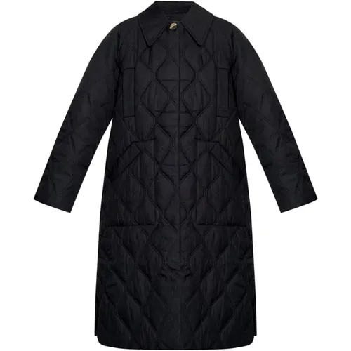 Quilted Coat with Slits , female, Sizes: 2XS, S, L - Ganni - Modalova