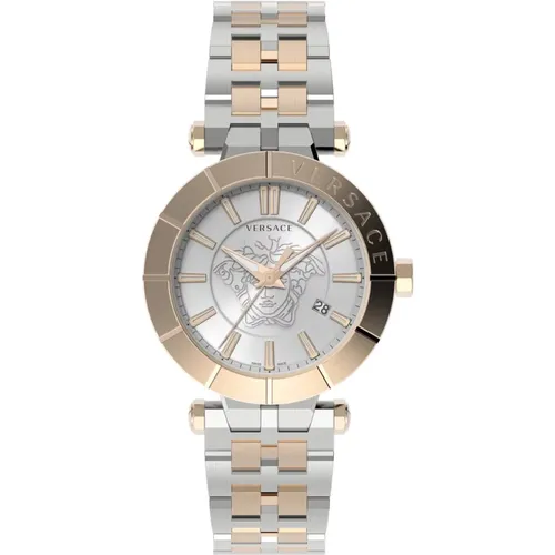 V-Race Restyling Date Window Stainless Steel Bracelet Watch , male, Sizes: ONE SIZE - Versace - Modalova