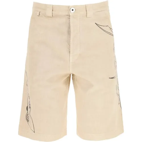 Cotton Shorts with Embroidered Logo , male, Sizes: W34, W32 - Lanvin - Modalova