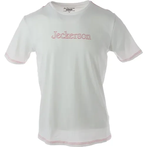 Herren Weißes Print T-Shirt mit Slim Fit , Herren, Größe: L - Jeckerson - Modalova