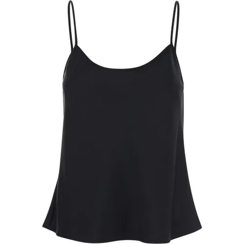 Satin Schwarzes Top , Damen, Größe: XS - Plain Units - Modalova