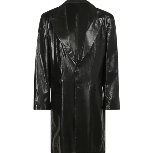 Shiny Leather Jacket with V Neck , female, Sizes: XS - MM6 Maison Margiela - Modalova