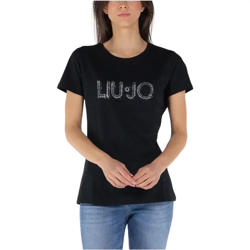 Logo Strass T-Shirt , female, Sizes: M, L - Liu Jo - Modalova