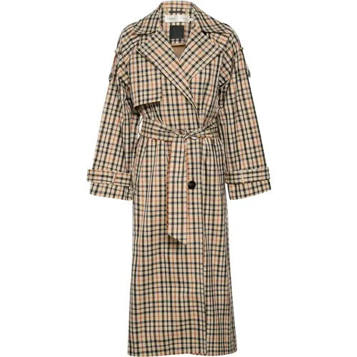 Check Trenchcoat with Wide Collar and Belt , female, Sizes: XS, S - InWear - Modalova