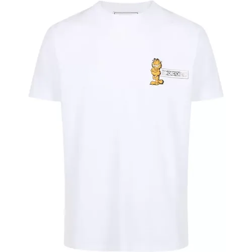 Schmal geschnittenes weißes T-Shirt aus Stretch-Jersey mit Garfield-Print und Logo , Herren, Größe: 2XL - Iceberg - Modalova