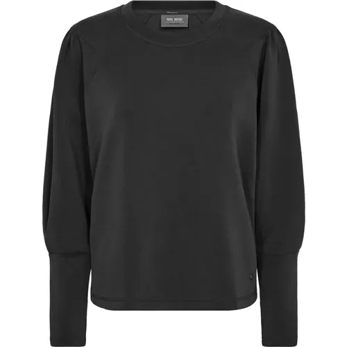 Schwarzer Puffärmel-Sweatshirt , Damen, Größe: S - MOS MOSH - Modalova