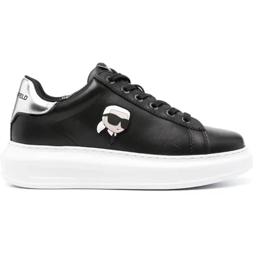 Schwarze Ledersneaker mit 3D-Logo , Damen, Größe: 38 EU - Karl Lagerfeld - Modalova