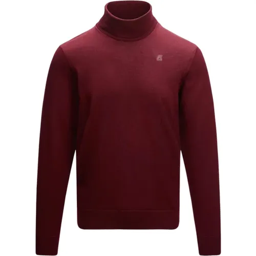 Herren Merinowollpullover - Bordeaux , Herren, Größe: 2XL - K-way - Modalova