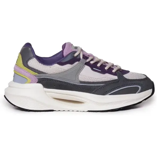 Mesh Calfskin Sneakers Grey Lilac White , female, Sizes: 3 UK, 7 UK, 6 UK, 8 UK, 5 UK - D.a.t.e. - Modalova