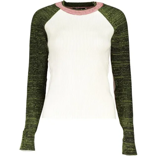 Long-Sleeved Crewneck Sweater with Contrast Details , female, Sizes: XL, L, M, S - Desigual - Modalova