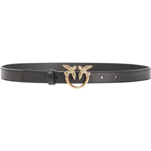 Love Birds Diamond Cut Leather Belt , female, Sizes: M, XS - pinko - Modalova