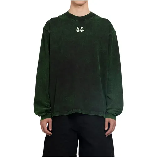 Einfarbiges Grünes Langarmshirt , Herren, Größe: XL - 44 Label Group - Modalova