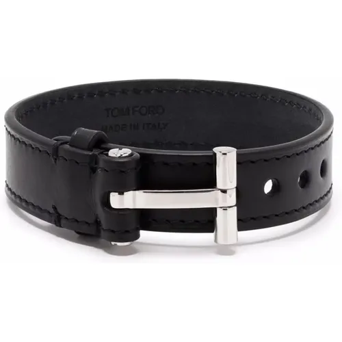 Leather T Lock Bracelet , male, Sizes: ONE SIZE - Tom Ford - Modalova