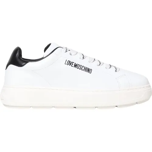 Stylischer Sneaker aus weißem Leder , Damen, Größe: 37 EU - Love Moschino - Modalova