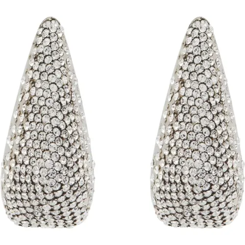 Silver Claw Earrings with Crystals , female, Sizes: ONE SIZE - alexander mcqueen - Modalova