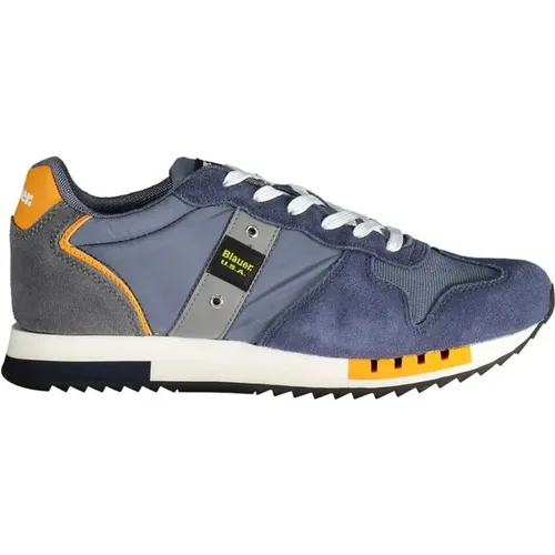 Blaue Sneaker mit Kontrastierenden Details , Herren, Größe: 40 EU - Blauer - Modalova