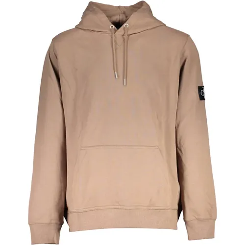 Brauner Hoodie mit Zentraltasche und Logo , Herren, Größe: 2XL - Calvin Klein - Modalova