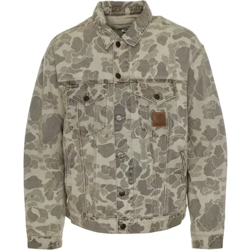 Camouflage Overshirt Helston , Herren, Größe: L - Carhartt WIP - Modalova